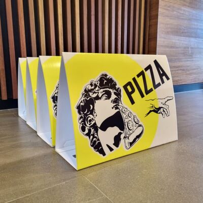 PP Roster Sign is a lightweight and durable triangular advertising display made from PP corrugated plastic. Waterproof, customizable, and ideal for promotions, events, exhibitions and outdoor