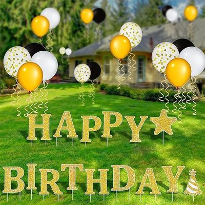 Benutzerdefinierte Outdoor-Yard-Schilder „Alles Gute zum Geburtstag“-Yard-Karte mit Pfählen