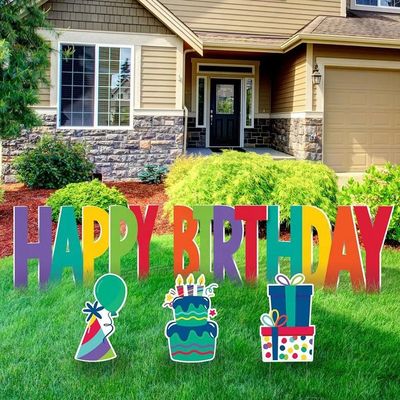 Benutzerdefinierte Outdoor-Yard-Schilder „Alles Gute zum Geburtstag“-Yard-Karte mit Pfählen